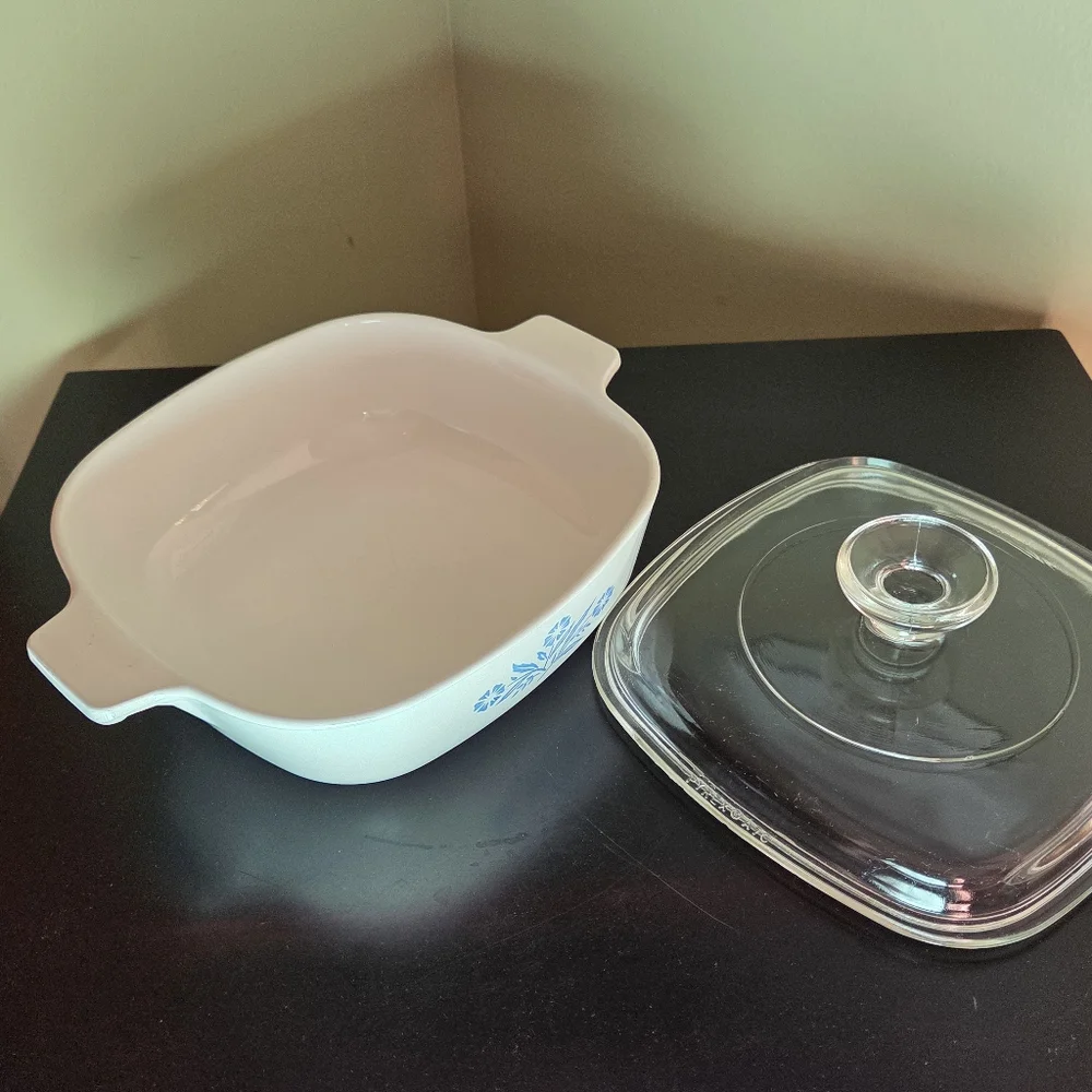 Corningware Cornflower Casserole P-1-B 1 Qt Square with Lid